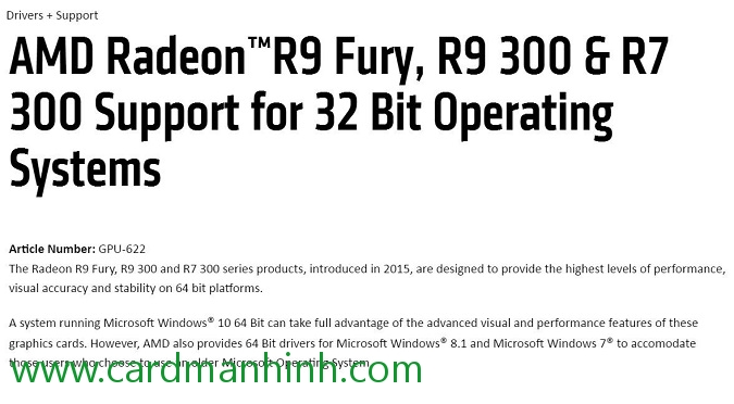 AMD chuẩn bị không hỗ trợ phiên bản driver 32 bit