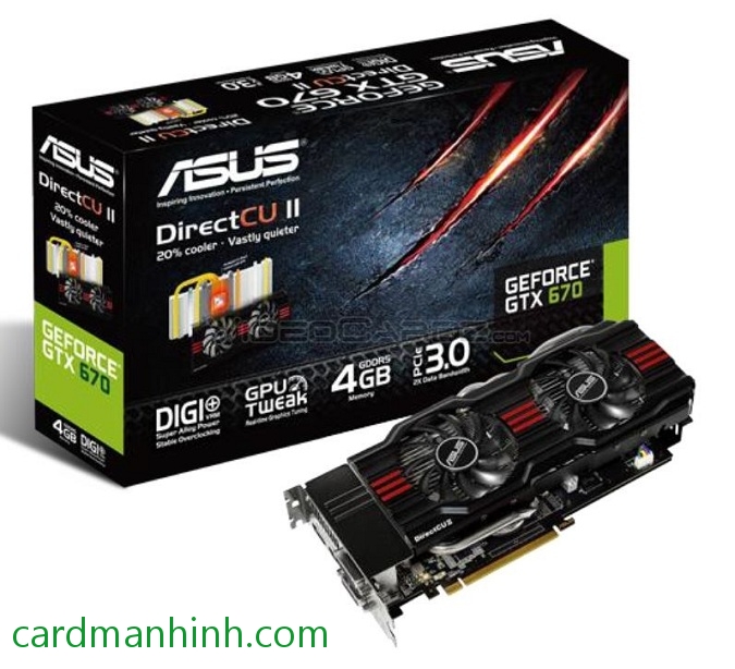 Card màn hình ASUS NVIDIA GeForce GTX 670 DirectCU II 4GB