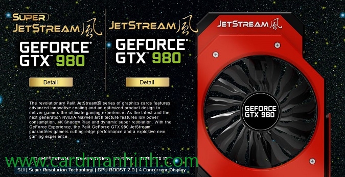 Card màn hình Palit Geforce GTX 980 (Super) JetStream
