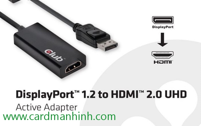 Adapters Club 3D DisplayPort 1.2 to HDMI 2.0 Active