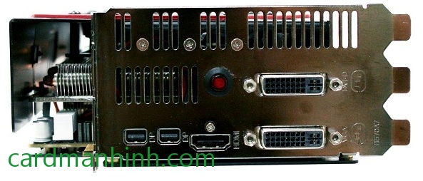 Cổng xuất hình: 2 cổng DVI, 1 cổng HDMI, 2 cổng mini-DisplayPort và 1 nút chuyển chế độ ép xung