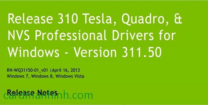 Driver card màn hình NVIDIA Quadro 311.50 WHQL
