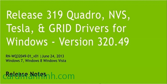 Driver card màn hình NVIDIA Quadro 320.49 WHQL