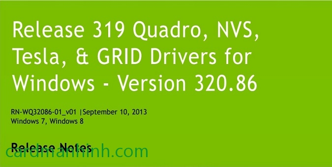 Driver card màn hình NVIDIA Quadro 320.86 WHQL