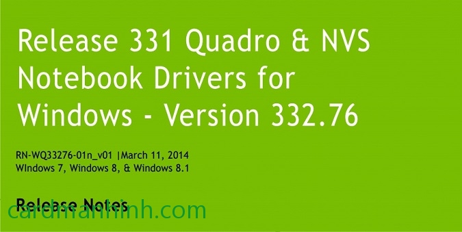 Driver card màn hình NVIDIA Quadro 332.76 WHQL