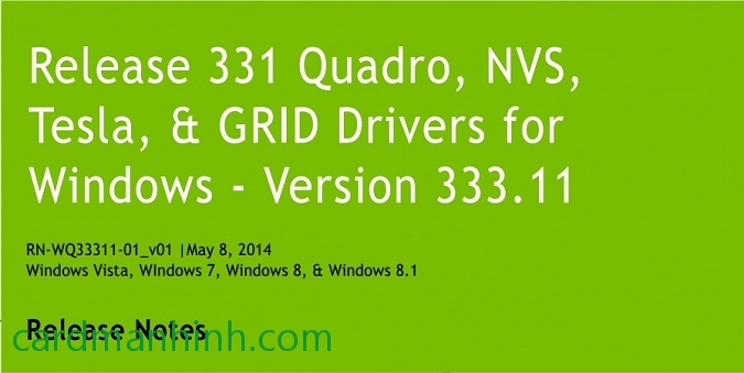 Driver card màn hình NVIDIA Quadro 333.11 WHQL