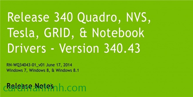 Driver card màn hình NVIDIA Quadro 340.43 Beta
