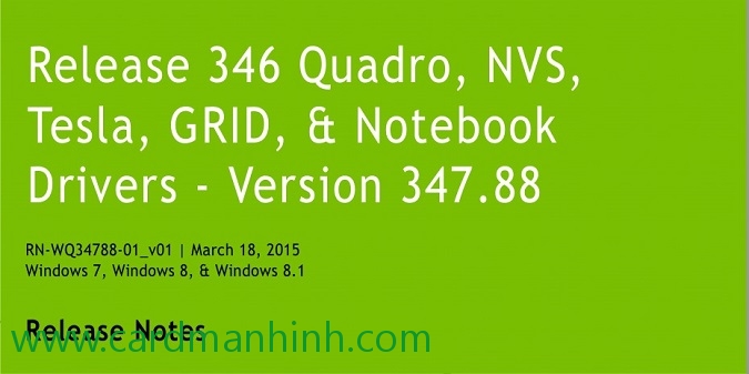 Driver card màn hình NVIDIA Quadro 347.88 WHQL