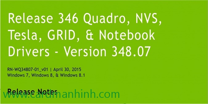 Driver card màn hình NVIDIA Quadro 348.07 WHQL