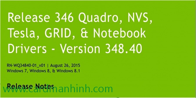 Driver card màn hình NVIDIA Quadro 348.40 WHQL
