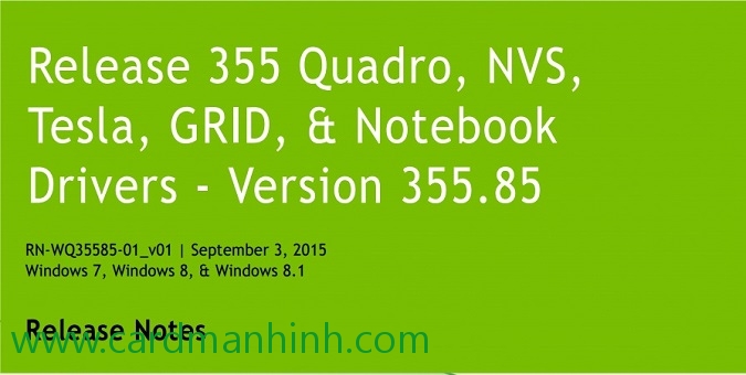 Driver card màn hình NVIDIA Quadro 348.85 QNF