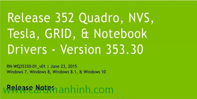 Driver card màn hình NVIDIA Quadro 353.30 WHQL