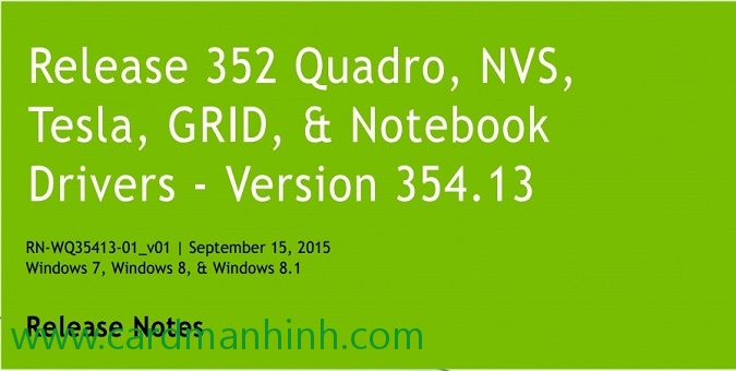 Driver card màn hình NVIDIA Quadro 354.13 WHQL