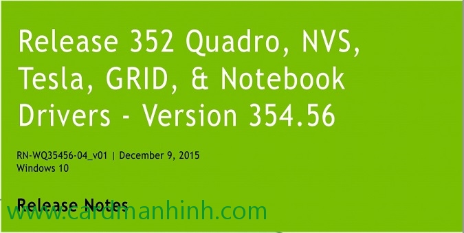 Driver card màn hình NVIDIA Quadro 354.56 WHQL