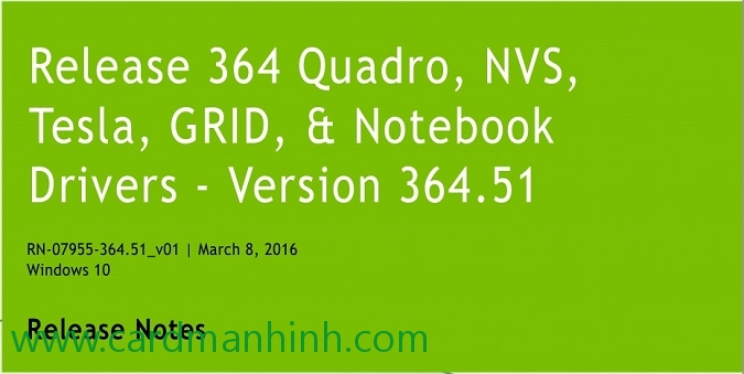 Driver card màn hình NVIDIA Quadro 364.51 Beta