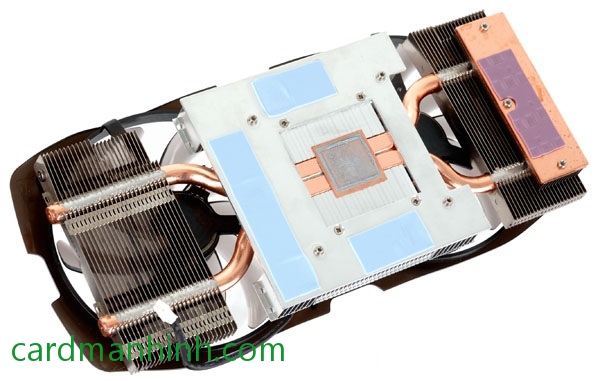 Tản nhiệt WindForce 2X gồm 1 khối nhôm, 2  heatpipes và 2 fan