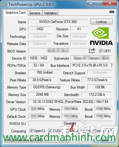 Lộ thông tin card màn hình NVIDIA GeForce GTX 950