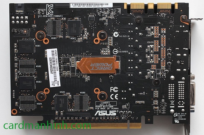 Mặt sau card màn hình ASUS GTX 670 DirectCU Mini 2 GB