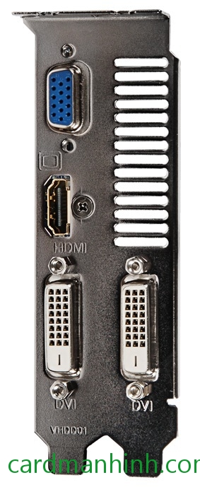 Ngõ xuất hình của 2 card giống nhau gồm 2 cổng DVI, 1 cổng HDMI và 1 cổng VGA