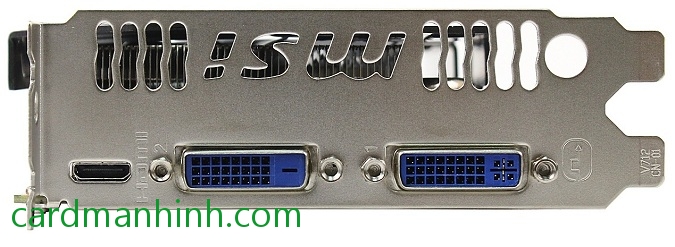 Ngõ xuất hình gồm 2 cổng DVI, 1 cổng mini-HDMI cùng logo MSI quen thuộc