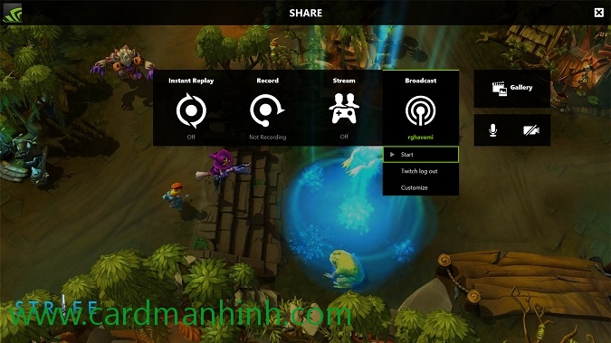 Stream thông qua Twitch dễ dàng hơn nhờ việc tối ưu ShadowPlay hiển thị trực tiếp trong game