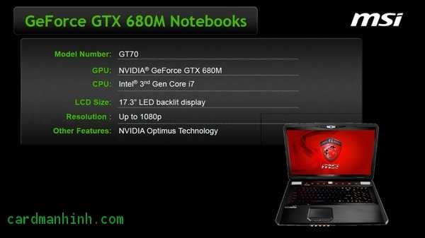 Laptop MSI GT70 với GPU GTX 680M