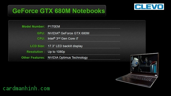 Laptop Clevo P170EM với GPU GTX 680M