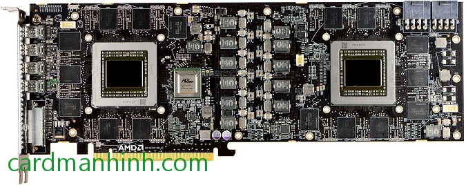 PCB thấy rõ 2 GPU và 2 đầu nguồn PCI-e 8pin