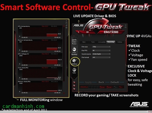 Phần mềm GPU Tweak quản lý card màn hình ASUS GTX680