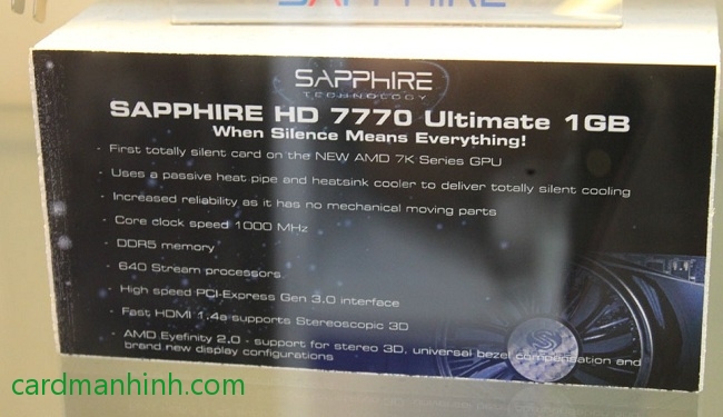 Hộp và thông số card màn hình Sapphire Radeon HD 7770 Ultimate