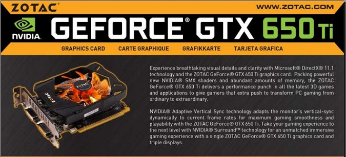 Zotac giới thiệu card màn hình GeForce GTX 650 Ti