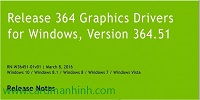 Driver card màn hình NVIDIA GeForce 364.51 WHQL