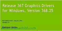 Driver card màn hình NVIDIA GeForce 368.25 WHQL