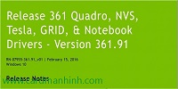 Driver card màn hình NVIDIA Quadro 361.91 WHQL