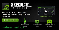 Tối ưu card màn hình với NVIDIA GeForce Experience 1.6.1.0